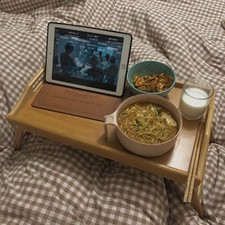 Adjustable Bamboo Laptop Folding Lap Desk Notebook Bed Tray Table Portable Stand picture