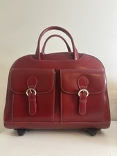 MCKLEIN DAVIS Leather Wheeled Ladies' Red Briefcase Holds 15