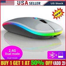 Rechargeable Slim Wireless Mouse Bluetooth 5.2+ 2.4G Cordless For Laptop PC picture
