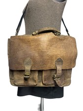 Brown Leather Messenger Computer Bag Adjustable Strap Career Work Crossbody picture