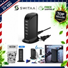 USB Charging Station 6-Port Tower, USB-C PD 20W Fast Charger for iPhone Tablet picture