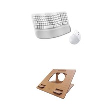 Logitech Ergonomic Mac Workspace Bundle: Wave Keys & Lift Combo - Wooden Stand picture