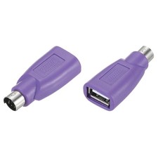 2 Pcs PS/2 to USB Port, PS/2 to USB Adapter PS/2 Female to USB Male, Purple picture