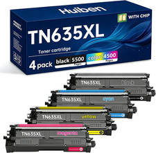 With Chip 4-Pack Black Cyan Magenta Yellow TN635XL Brother Printer Toner picture