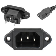 3 Pack Screw Mount 3 Pins Inlet Power Plug Socket IEC320 C14 AC 250V 10A by QTEA picture