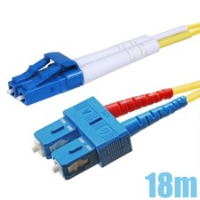 18M LC to SC UL Duplex 9/125 Single Mode Fiber Optic Optical Cable OFNR Yellow picture