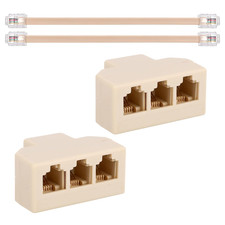 2Pcs 3-Way Phone Line Splitters with Detachable Cable, RJ11 6P4C Female picture