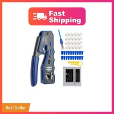 RJ45 Crimp Tool Kit Pass Thru Ethernet Crimper for Cat5e Cat6 Cat6a 8P8C Modu... picture