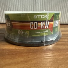 TDK 25 Pack High-Speed CD-RW 700MB 80Min Rewritable Data Discs CDs (SEALED) picture