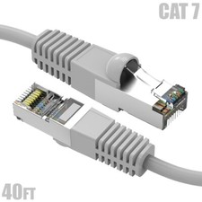 40FT Cat7 RJ45 Network LAN Ethernet SSTP Patch Cable Shielded Copper 600MHz Gray picture