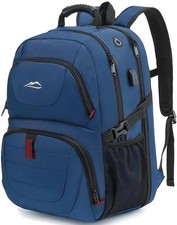 ProEtrade Travel Backpack Fits 17 Inch Laptop USB Charging Port Blue picture