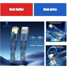 UGOURD Cat 8 Flat Ethernet Cable 40Gbps 2000MHz Braided RJ45 LAN Patch Cord picture
