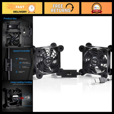 Dual 80mm USB Cooling Fan - Speed Control, 5V Portable for TV, Router, Xbox, PC picture