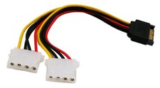 zdyCGTime 6 Inch Sata 15-Pin Male to Dual 4 Pin Molex Lp4 6 inches, BLACK picture