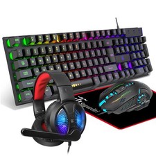 Gaming Keyboard and Mouse,Headphones,Mouse pad，All in One Combo for PC Ga picture