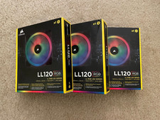 New~ 3x Corsair LL120 RGB, 120mm Dual Light RGB LED PWM Fan, No NODE controller picture