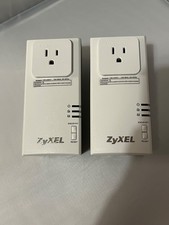 Lot of 2 ZyXEL Powerline Pass-Thru Ethernet Adapter PLA-407 - White picture