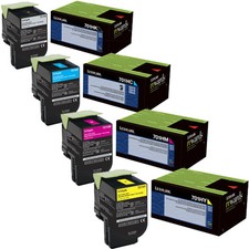 Genuine Lexmark Toner Set 70C1HK0, 70C1HC0, 70C1HM0, 70C1HY0 We Ship Fast picture