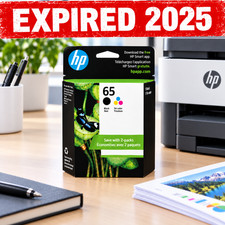 HP 65 Black & Tri-Color Ink Cartridges 2 Pack Genuine New Exp 2025 picture