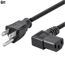 6FT Power Cable Cord Right Angle NEMA 5-15P to IEC320 C13 16AWG 3-Prong Black picture