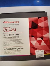 NIB/Sealed Canon CLI-251 MultiPack Ink Cartridges Office Depot Reman. M/Y/C picture