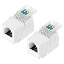 2 Pack RJ11 Cat 3 Telephone Jack, Cat3 Coupler Phone Adapter, White, 17mm picture