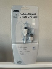 SEALED Vtg Belkin Fire Wire 800/400 9-Pin To 6-Pin Cable 6ft./1.8m White picture