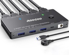 8K HDMI KVM Switch 2 Computers 1 Monitor USB 3.0 2 Port With Cables picture