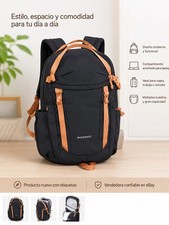 BAGSMART Padded  Backpack Travel  Bag Black with Tan Straps picture