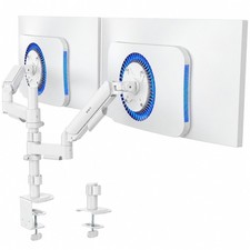 VIVO White Dual Monitor Mechanical Spring Desk Mount for 2 Screens up to 32