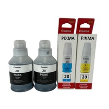 Genuine Canon GI-20 PIXMA MegaTank Ink 4-Pack 2 PGBK Black 1 Cyan 1 Yellow picture