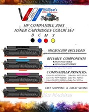 HP 206X Compatible Toner Set 4-Pack w/ New Chip M255 M282 M283 High Yield picture