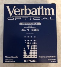 5x Verbatim 92841 Optical Rewritable 4.1GB 5.25