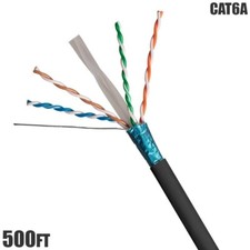 500FT Cat6A Network Ethernet FTP Cable Solid Copper Bulk CMR Riser 23AWG Black picture