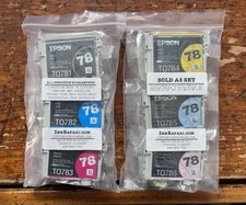 Set 6 Genuine Epson 78 Ink T0781 Black T078920 C (T0782-T0784-T0786) NOT OLD picture