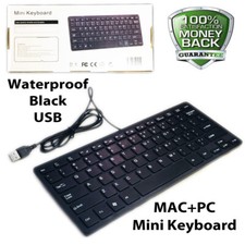 Mini Keyboard Mac + PC Black Quiet Small Size 78 Keys Multimedia USB Waterproof  picture