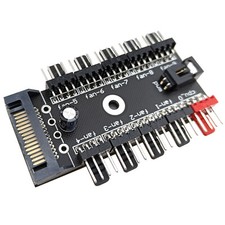 PWM Fan Hub 1 to 10 4Pin Splitter SATA Powered PC CPU Case Cooling Controller picture