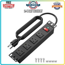 10 Inch Rack PDU 1U 4 Outlet Surge Protector 15A 6ft Cord for Server Cabinet picture