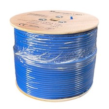 CAT6A 1000FT CMP Plenum Fire Rated UTP NETWORK ETHERNET LAN CABLE 650MHz Blue picture