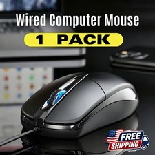 1 PCS Black Wired Mouse 3Button Corded USBs Home Office Silent with Laptop PC to picture