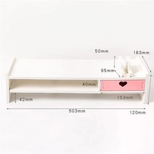 Pink White Student Monitor Laptop Riser Shelf with Heart Drawers, 10-20 Inch picture