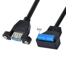 Chenyang USB 3.0 Single Port A Screw Mount Type to Down Angled Motherboard 20pin picture