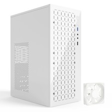 White Slim Micro ATX PC Case Mini-ITX Compatible High Airflow 80mm Fan ATX PSU picture