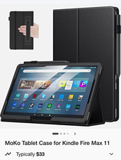 MoKo Kindle Fire Max 11 11in Case Black PU Leather Folding Folio Stand picture