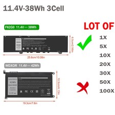 🧡LOT F62G0 Battery For Dell 5370 7380 7386 7373 Vostro 5370-D1505G 11.4V-38Wh picture