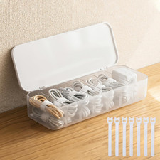 Cable Organizer Storage Box with 7 Wire Ties,Desktop Cable Management Box with L picture