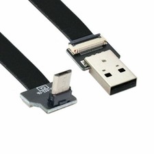 Cablecc Up Angled USB 2.0 Type-A Male to Micro USB 5Pin Male Data Flat FPC Cable picture