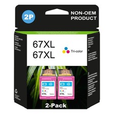 2PK 67XL Color Ink Cartridges for HP 67 Ink XL Deskjet 2700e 4155e printer picture