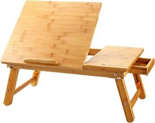 Laptop Desk Nnewvante Bamboo Bed Tray Adjustable Foldable Desk picture