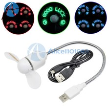LED Clock Fan Mini USB Powered Cooling Flashing Programmable Character Desk Fun picture